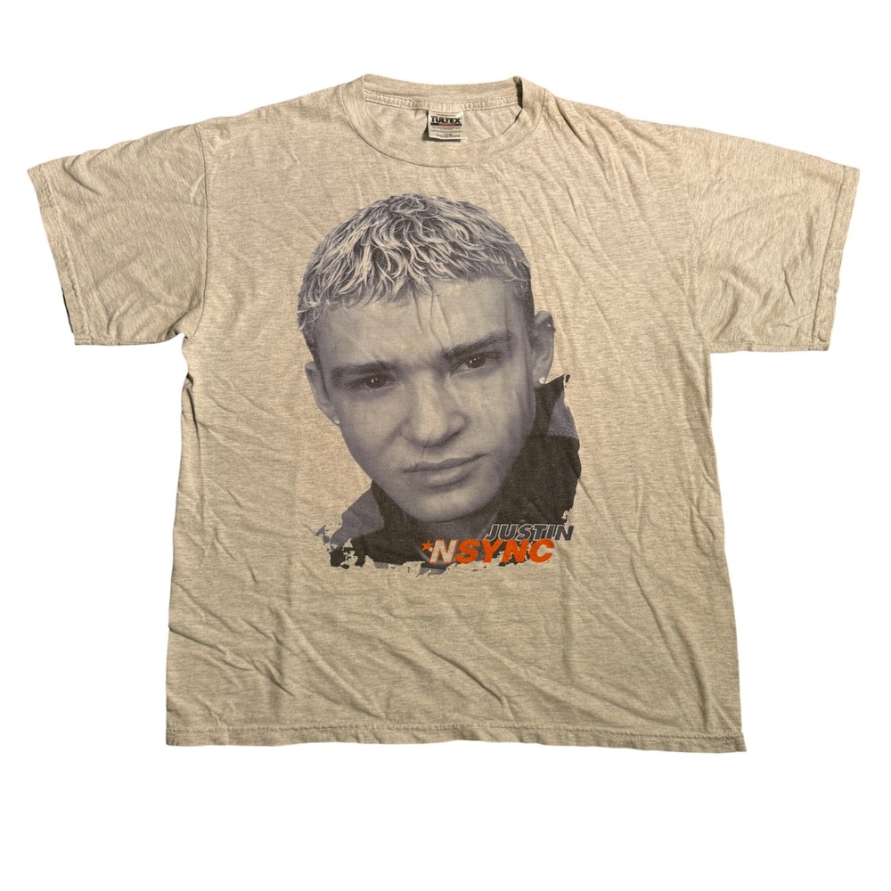 Vintage 90s NSYNC Justin Timberlake Graphic T-Shirt Tultex‎ Grey Large